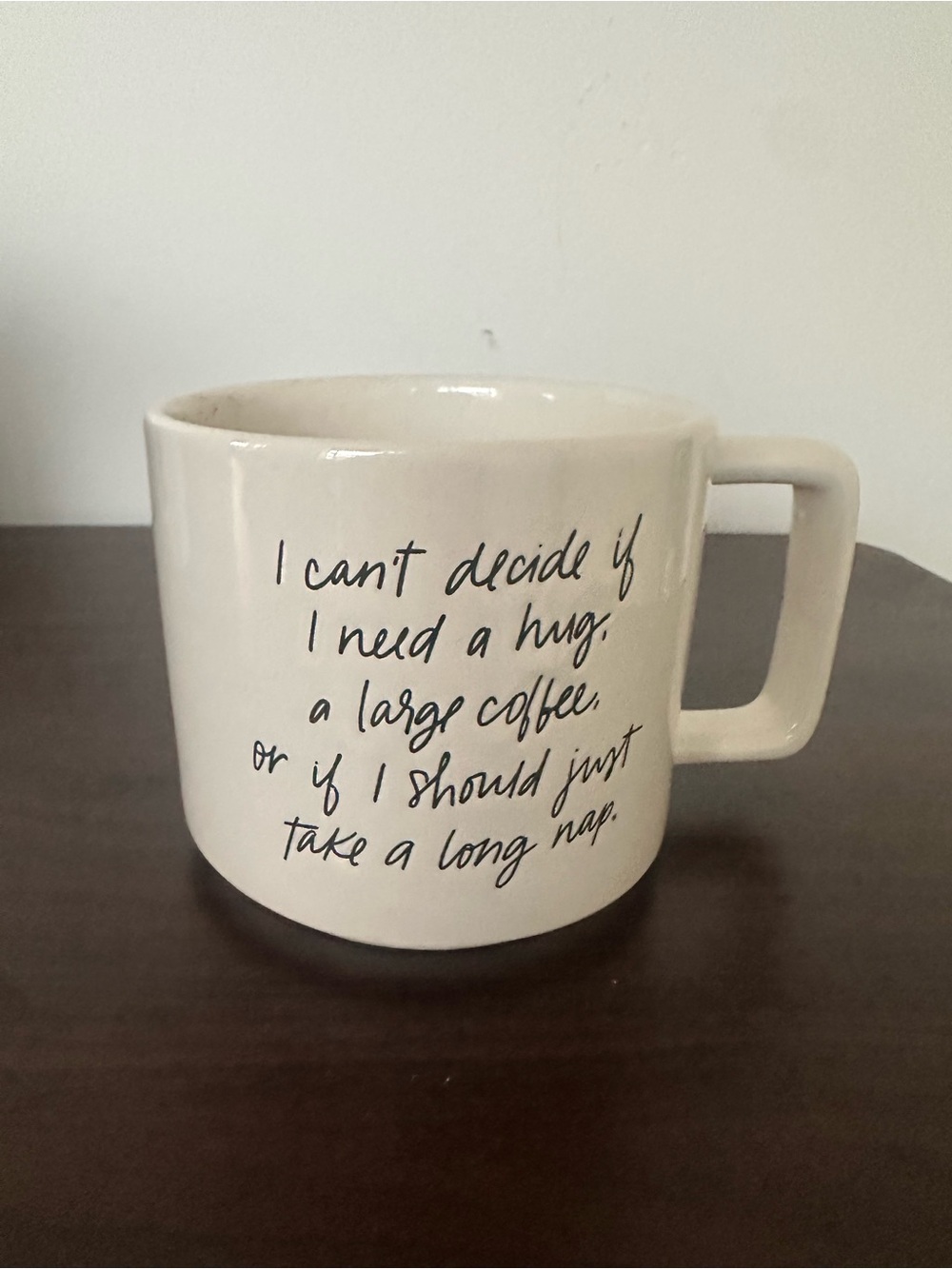 Neutral White Ceramic Coffee Mug with Script Quote